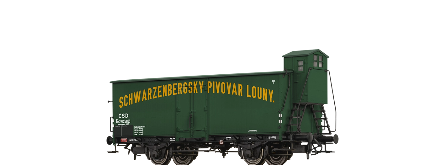 Krytý nákladný vozeň na prepravu piva Schwarzenbergsky Pivovar Louny, ČSD Krytý nákladný vozeň na prepravu piva Schwarzenbergsky Pivovar Louny, ČSD