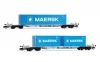 Set 2ks 4-osov�ch kontajnerov�ch voz�ov s 2x20 + 1x40 kontajnermi MAERSK, siv�, ep. VI