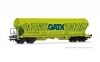 4-osov� v�sypn� voze� s obl�mi bo�nicami cereals, ne�novo zelen� s logom GATX, D-GATX, ep. VI
