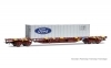 Kontajnerov� voze� MMC3, nalo�en� s 40-stopov�m kovov�m kontajnerom Ford, oxidovo �erven�, RENFE