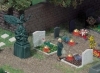 H0 - Cintorn - hroby s osvetlenmi lampmi a socha